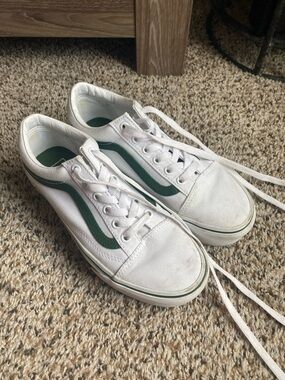 Vans Old Skool Stackform White Low-Top Sneakers with Green Stripe